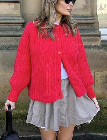 Wyeysyt Womens Cardigan Sweater Button Down Long Sleeve Chunky Soft Knit Sweater Fall Open Front Loose Casual Cardigan Coat in Saudi Arabia