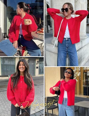 Wyeysyt Womens Cardigan Sweater Button Down Long Sleeve Chunky Soft Knit Sweater Fall Open Front Loose Casual Cardigan Coat in Saudi Arabia
