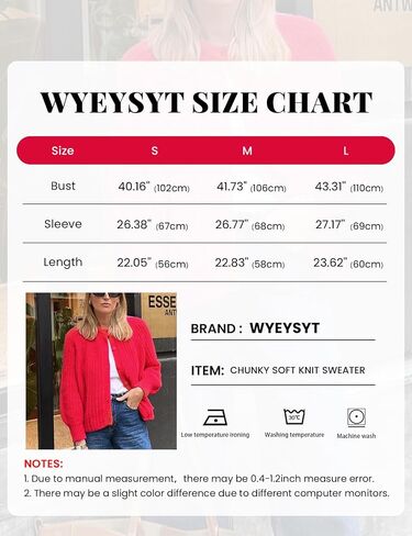 Wyeysyt Womens Cardigan Sweater Button Down Long Sleeve Chunky Soft Knit Sweater Fall Open Front Loose Casual Cardigan Coat in Saudi Arabia