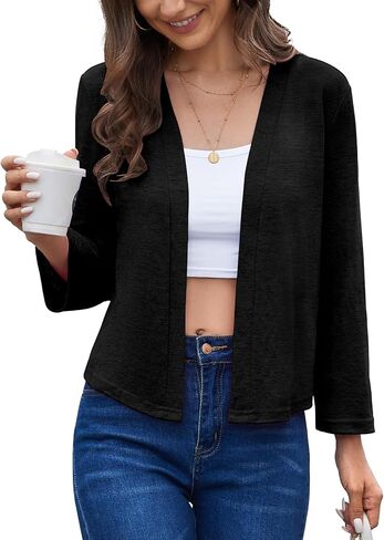 Womens Shrugs Open Front Cropped Cardigan Bolero Shrugs for Dresses Summer Lightweight Cardigan Knit Sweater in Saudi Arabia