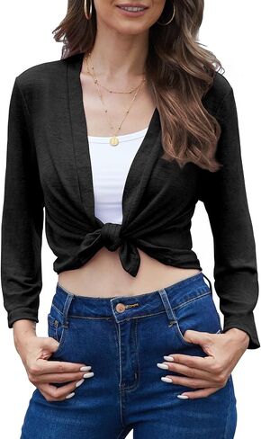 Womens Shrugs Open Front Cropped Cardigan Bolero Shrugs for Dresses Summer Lightweight Cardigan Knit Sweater in Saudi Arabia