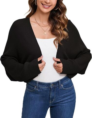 Women's Cardigan Summer 2024 Bolero Shrugs for Dresses Cropped Sweater Long Sleeve Lightweight Open Front Elegant Knit Top. in Saudi Arabia