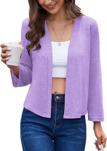 Womens Shrugs Open Front Cropped Cardigan Bolero Shrugs for Dresses Summer Lightweight Cardigan Knit Sweater in Saudi Arabia