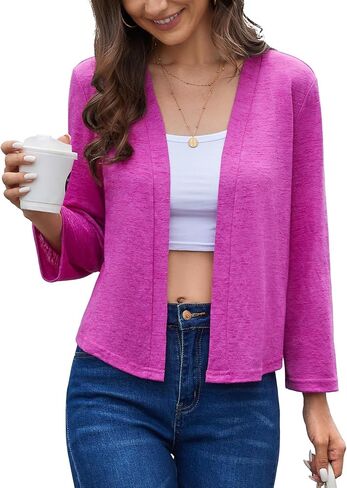 Womens Shrugs Open Front Cropped Cardigan Bolero Shrugs for Dresses Summer Lightweight Cardigan Knit Sweater in Saudi Arabia