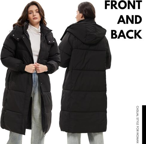 PUFFIT Long Puffer Jacket for Women,2024 Thickened Winter Coat Hooded with Deep Pockets, Ladies Warm Winter Jacket in Saudi Arabia