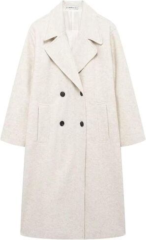 Gihuo Women's Notched Collar Wool Blend Pea Coat Winter Double Breasted Trench Coat Long Oversized Button Down Overcoats in Kuwait