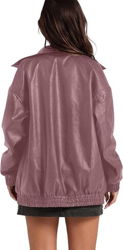 SAMPEEL Leather Jacket Women Faux Oversized Motorcycle Bomber Coats 2025 Fall Fashion Outfits Winter Clothes in Saudi Arabia