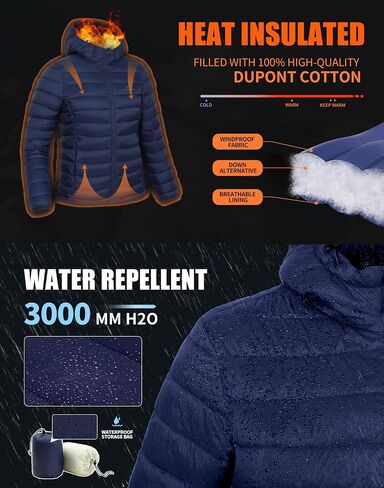 Pioneer Camp Women's Packable Puffer Jacket Winter Light Weight Water-Repellent Quilted Coat with Hood in Saudi Arabia