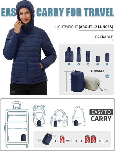 Pioneer Camp Women's Packable Puffer Jacket Winter Light Weight Water-Repellent Quilted Coat with Hood in Saudi Arabia
