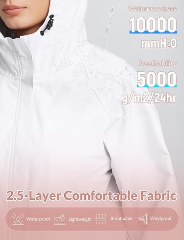 BALEAF Womens Rain Jacket Waterproof Lightweight Hooded Windbreaker Hiking Traveling Outdoor Raincoat in Saudi Arabia