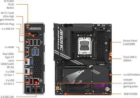GIGABYTE X670 AORUS Elite AX (AM5/ LGA 1718/ AMD/ X670/ ATX/ 5 Year Warranty/ DDR5/ Quad M.2/ PCIe 5.0/ USB 3.2 Gen2X2 Type-C/AMD WiFi 6E/ 2.5GbE LAN/Q-Flash Plus/M.2 EZ-Latch/Gaming Motherboard) in Saudi Arabia
