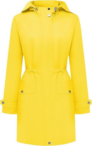 Bloggerlove Rain Jacket for Women Waterproof with Hood Trech Coat for Women Lightweight Raincoats Long Windbreaker in Kuwait