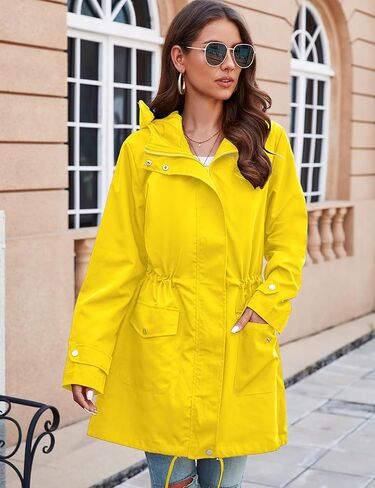 Bloggerlove Rain Jacket for Women Waterproof with Hood Trech Coat for Women Lightweight Raincoats Long Windbreaker in Kuwait