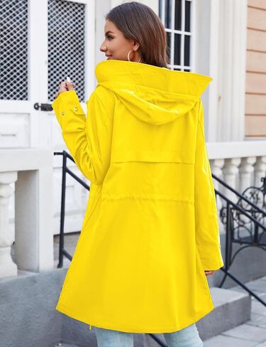 Bloggerlove Rain Jacket for Women Waterproof with Hood Trech Coat for Women Lightweight Raincoats Long Windbreaker in Kuwait