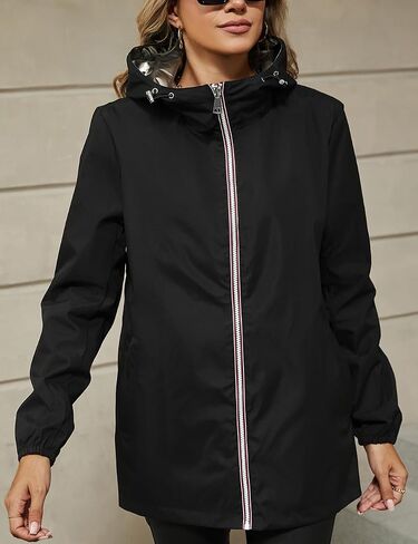 Giolshon Women's Windbreaker Jacket Casual Hood Mid Length Long Sleeve Coat in Saudi Arabia