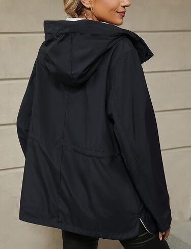 Giolshon Women's Windbreaker Jacket Casual Hood Mid Length Long Sleeve Coat in Saudi Arabia
