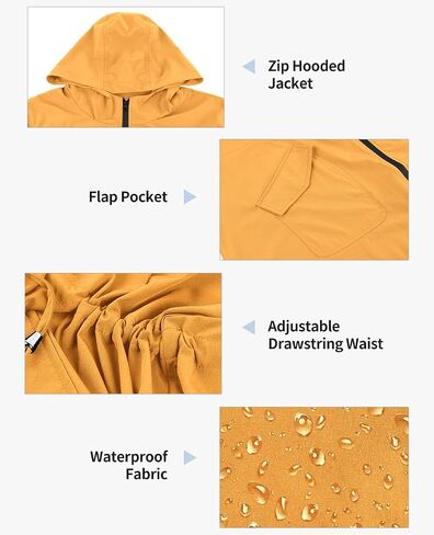 CARCOS Women Plus Size Raincoat Lightweight Waterproof Rain Jacket Travel Hooded Trench Coat XL-5XL in Kuwait