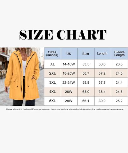 CARCOS Women Plus Size Raincoat Lightweight Waterproof Rain Jacket Travel Hooded Trench Coat XL-5XL in Kuwait