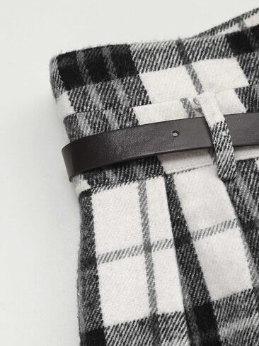 CIDER Houndstooth High Waist Belted Wide Leg Trousers in Kuwait