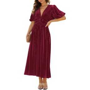 Women's Velvet Maxi Dress Formal Dresses for Wedding Guest Dress
