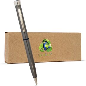 Garland Recycled Metal Twist Pen - Made in USA - Eco-Friendly Pen for Gifts, Professional, Post-Consumer Recycled Metal With Recycled Gift Box, Refillable with Universal #1 Refill - Green & Chrome