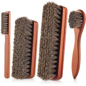 4 Pcs Shoe Brush, Boot Brush, Horse Hair Brush for Leather, Shoe Polish Brush, Professional Leather Shoe Care Brushes, Horsehair Shoe Shine Brush Cleaning Brush Care Clean Dauber Applicators