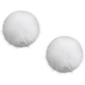 JiaDuo Big Women Costume Shoe Ball Clips 2PC Fluffy White Pom Poms Halloween Fairy Dress up Accessories
