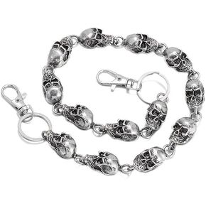 Punk Skull Wallet Chain, Goth Chains for Pants Jeans, Hip Hop Pocket Chain, Halloween Accessories for Men Women