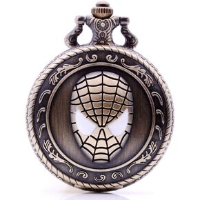 Ddjbdb Antique Quartz Pocket Watch Cosplay Super Hero Analog Pendant Mens Necklace Chain Christmas Birthday Gifts