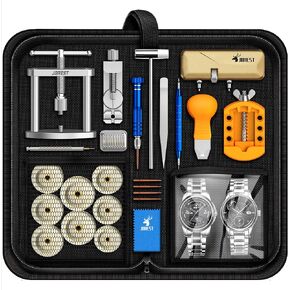 JOREST Watch Repair Kit + Watch Press Tool, Battery Replacement, Strap Adjustment, Wrench Opening Back Cover, Case Opener/Closer, Link Remover Sizing Bracelet, Screwdriver Band Pin Removal, Spring Bar