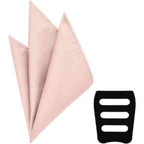 Mens Handkerchiefs Solid Pocket Squares, Polyester Silk Hankies with Pocket Squares Holder for Suit Wedding