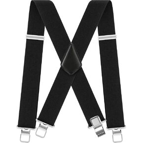 Ultrashang CLASSIC Mens Heavy-Duty Suspender: 2-Inch Wide, Sturdy Clips, X-Back, Adjustable Elastic Work Suspenders