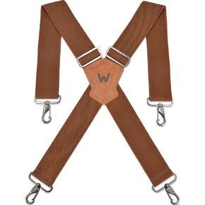 WELKINLAND 2"-Wide Elastic Brown suspenders, Work suspenders for men, 2 Inch suspenders for men, Suspenders for men, Mens suspenders for jeans, Brown suspenders for men, Suspenders for men heavy duty