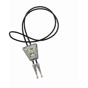 YOQUCOL Vintage Crushed CrystalStone Bolo Tie Native American Genunie Leather Bolo Ties For Men Women