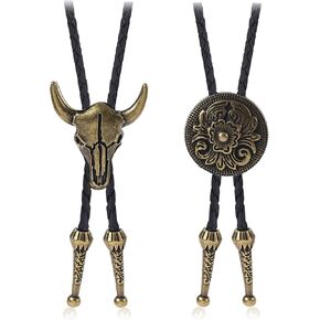 Bolo Tie for Men Western Vintage Cowboy Necklace Leather Necktie Mens Bolo Tie