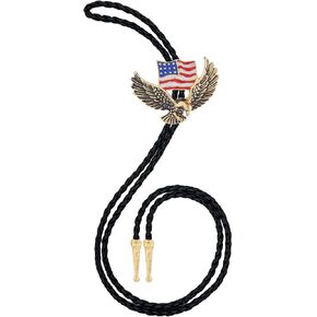 Vintage Bolo Tie for Men Western Cowboy Cowgirl Rodeo American Flag Eagle Bolo Tie for Women