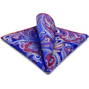 S&W SHLAX&WING Pocket Square for Men Paisley Gorgeous Blue Navy Large for Suit