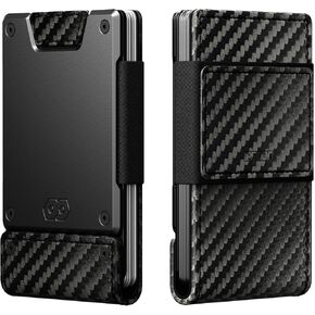PROOF Wallets for Men | Slim Minimalist Wallets for Men | Carbon Fiber and Dark Gun Metal | RFID Wallet | Card Holder | Small Wallet for Front or Back Pocket | Gift Box Included | Veteran Owned