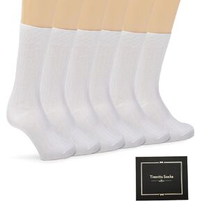 Mens Dress Socks 6 Pairs With Gift Box - Comfort Business Solid Cotton Crew Calf Sock