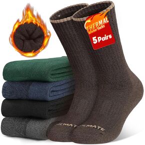 Closemate Mens Socks Thick Thermal Winter Crew Socks Warm Cozy Work Boot Socks for Cold Weather Hiking 5 Pairs