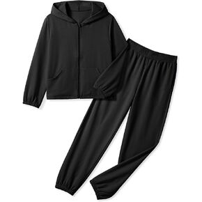 KEREDA Girls Outfits 2 Piece Sweatsuit Casual Clothing Set Kids Fashion Zip Up Jacket Sweatpants 7-14 Years