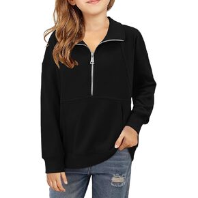 Yoklass Girls Half Zip Sweatshirts Casual Long Sleeve Shirts Oversized Pullover Tops 4-13 Years