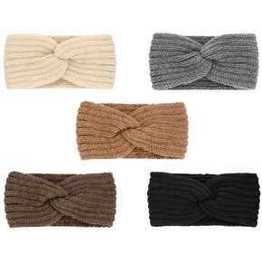 Knit Winter Headbands for Women Thick Ear Warmers Bulky Crocheted Head Wrap Ear Headband Winter Accessories for Women