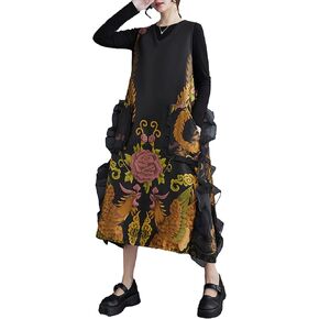 ellazhu Women's Funky V-Neck Vest Side Slit With Lace Floral Print Sleeveless Outerwear GZ145 A