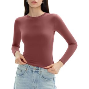Women's Long Sleeve Shirts Crew Neck Slim Fit Going Out Tops Basic Tees Barely There Collection