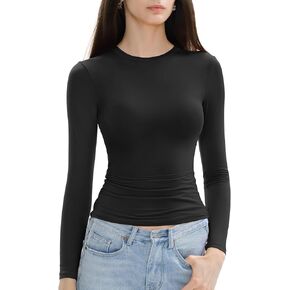 Women's Long Sleeve Shirts Crew Neck Slim Fit Going Out Tops Basic Tees Barely There Collection
