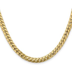 Diamond2Deal 14k Yellow Gold 28" 5.5mm Solid Miami Cuban Link with Lobster Clasp Chain Necklace