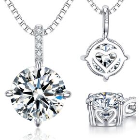 Moissanite Necklaces for Women, Lab Created Diamond Pendant Necklaces S925 Sterling Silver Jewelry Gift for Wife Girlfriend Mom Daughter on Anniversary Birthday Mothers Day