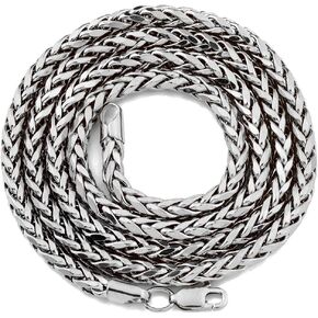 10K White Gold 4mm Palm Round Wheat Franco Chain Necklace with Lobster Lock (Available in 18"- 30")