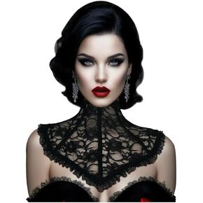 جوكافور القوطية الدانتيل طوق الرقبة مصاص دماء طوق امرأة هالوين الملكة الشريرة تأثيري in Kuwait